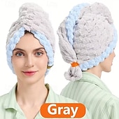 economico Gadget bagno-cuffia per capelli da donna con design a coda larga, autunno e inverno, extra large e spessa, asciugamano per capelli super assorbente ad asciugatura rapida, asciugamano per capelli in pile di