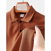 お買い得  Polo classica da uomo-Men's Waffle Polo Shirts Textured Casual Sports Lapel Ribbed Polo Collar Short Sleeve Fashion Basic Plain Classic Plain Summer Spring Regular Fit White Waffle Polo Shirts
