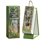 abordables Fournitures pour la maison-Agenda de bureau vintage 2026 - Calendrier de 365 jours avec reliure à anneaux dorés &amp;Citations inspirantes - une page de peinture à l'huile par jour - idéal pour la maison et le bureau &amp;organisation