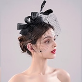 billige Fascinatorer-Hodepryd Fjær Bryllup Bursdag Elegant Årgang Med Fjær Hodeplagg Hodeplagg