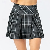 זול חצאיות וחצאיות קצרות לנשים-בגדי ריקוד נשים משובץ / משבצות אחיד חצאית קז'ואל חצאית טניס חצאיות קפלים חצאית ספורט אלסטי תומך זיעה נושם טניס פיקלבול יוגה תחתיות שחור לבן צהוב בגדי טניס