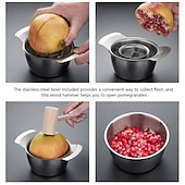 お買い得  果物＆野菜調理用品-3 in 1 ザクロ皮むきツール（ハンマー付き） - 頑丈な 304 ステンレススチール製ミートピッカー、フルーツオープニングナイフ &amp;セパレーター - 家庭用キッチン用手動ザクロピッカー