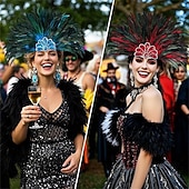 Χαμηλού Κόστους αξεσουάρ-Καρναβάλι 2026 Ρίο Καρναβάλι Σάμπα Αξεσουάρ Καπέλο Γυναίκες Χρώμα Πράσινο Μπλε Πουλιών για Καρναβάλι Φεστιβάλ
