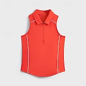 economico Camicia Donna-Per donna Tinta unita Top con scollo all'americana Top sportivo Zip a un quarto Traspirante Tennis Atletico Corsa Collo ripiegato Top Nero Bianco Rosso Abbigliamento da tennis
