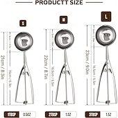 رخيصةأون أدوات وأجهزة المطبخ-مجموعة مغارف آيس كريم مكونة من 3 قطع، مغرفة آيس كريم من الفولاذ المقاوم للصدأ مع إطلاق الزناد، مغرفة كوكيز للخبز، مغرفة عجينة كوكيز