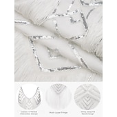 economico Abiti degli anni '20-Set Anni Ruggenti Anni 1920 Mini Vestito Nozze Addio al celibato con accessori Senza maniche Il grande Gatsby Charleston Paillettes Frangia con nappe Piuma Scollo a V profondo Costume Per donna