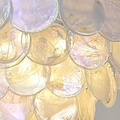 baratos Candelabros de Cristal-lustres de discos de vidro de Murano branco e roxo