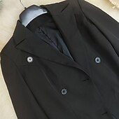 ieftine Blazere și costume-Pentru femei Blazer Sacou Comfortabil Nasturi Modă Casual Culoare solidă Stradă Purtare Zilnică Ieșire Sfârșit de săptămână Regulat Răsfrânt Fit regulat Manșon Lung Îmbrăcăminte exterioară Negru