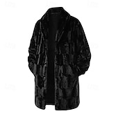 abordables Chaquetas y abrigos de hombre-Hombre Chaqueta de Invierno Abrigo de piel sintética Vacaciones Diario Mantiene abrigado Vellón Otoño Invierno Plano Moda Ropa de calle Diseño Largo Negro Marrón Chaquetas