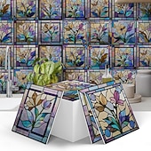 cheap Tile stickers-12pcs 3D Wall Tile Stickers Peel Stick 6x6 in, Thick PE Foam Crystal Mosaic, Waterproof Backsplash for Kitchen, Bathroom &amp; Home Decor, Metallic Wall Panels Gift Box