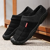 economico Ciabatte e infradito da uomo-scarpe slip-on trapuntate marroni da uomo con fodera in pile: calzature calde e comode per l'inverno e le uscite informali