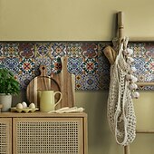 Χαμηλού Κόστους Αυτοκόλλητα πλακιδίων-12 τεμάχια αυτοκόλλητα πλακιδίων τοίχου 3d peel stick 6x6 in, παχύ μωσαϊκό κρυστάλλου αφρού pe, αδιάβροχο backsplash για κουζίνα, μπάνιο &amp;διακόσμηση σπιτιού, μεταλλικό κουτί δώρου με πάνελ τοίχου