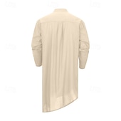 Недорогие Халаты-Муж. Домашняя одежда Ночная рубашка Ночная сорочка Полотняное плетение Стиль Удобная обувь Дом Повседневные Хлопок Дышащий Воротник-стойка Длинный рукав Весна Осень Черный Белый