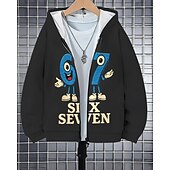preiswerte Jungen 3D Lustiger Humor-Unisex Jungen 3D Grafik Lustiger Slang 67 Hoodie- und Jogginghosen-Set Sportanzug Jacke &amp; Hose Langarm Frühling Herbst Mode Lässig Komfort Kinder 4-12 Jahre Reissverschluss Mit Kapuze Outdoor Urlaub