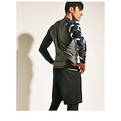 billige One Pieces Rash Guards-Herre Rash-guard Svømmeskjorte UPF50+ Hurtigtørkende Lettvekt Langermet Ikke-Klø Klær Badedrakt Surfing Strand Vannsport Svømming Lapper Sommer