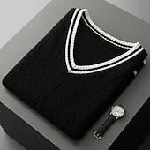 Χαμηλού Κόστους Ανδρικό μάλλινο πουλόβερ-Ανδρικό γιλέκο από κασμίρ υψηλής ποιότητας με λαιμόκοψη V από καθαρό μαλλί, κλασικό πλεκτό πουλόβερ, απαλό, ζεστό, αναπνεύσιμο