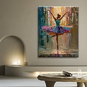 abordables Peintures portraits-Peinture à l'huile sur toile, réalisée à la main, représentant une ballerine, idéale pour décorer un studio de danse à domicile. Toile tendue sur châssis ou roulée, sans cadre.