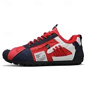 billiga Vardagssneakers-Herr Sneakers Fleecefoder Löpning Promenad Ledigt PU Läder Bekväm Halksäker Andningsfunktion Korta stövlar / ankelstövlar Snörning Mörkröd Orange Grön Sommar Vår Höst