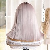 cheap Synthetic Lace Wigs-Synthetic Lace Wig Straight Style 12 inch Mixed Color Middle Part 13x4x1 T Part Lace Front Wig Women's Wig Light Pink