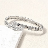 levne Náramky-Zirkon Retro Had Elegantní Módní Přizpůsobeno Moderní Chrome Náramek šperky Stříbrná / Zlatá Pro Svatební Párty Zásnuby Maturitní ples