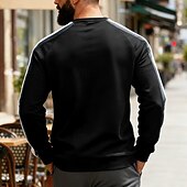 お買い得  ベーシックスウェットシャツ-男性用 スウェットシャツ ブラック ルビーレッド ネイビーブルー カーキ色 グレー クルーネック カラーブロック パッチワーク スポーツ 日常 祝日 ポリエステル ストリートファッション ベーシック カジュアル 春 秋 衣類 パーカー トレーナー