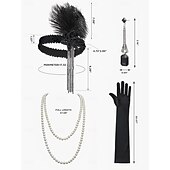 billiga 1920-talets klänningar-Set Roaring 20s 1920s Mini Dress Flapper Dress Outfits with Accessories Sleeveless The Great Gatsby Charleston Sequins Tassel Fringe Feather Deep V Fancy Dress Women's Carnival New Year Masquerade
