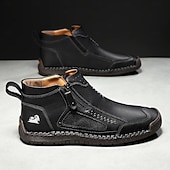 abordables Botines-Botas de senderismo de piel sintética de primera calidad para hombre: calzado resistente con cierre de cremallera para aventuras al aire libre y uso casual.