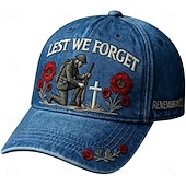  Para que não nos esqueçamos, boné da lembrança bordado com flores de papoula para o Dia da Memória, em homenagem aos veteranos, militares e heróis caídos.