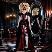 ieftine Costume de damă-Alice in Wonderland Basm Regina inimilor Regina Roșie Venin Rochii Costum Personaje din cărțile de povești Gotic for Pentru femei Adulți Halloween Performanță Îmbrăcăminte educativă Ținute pentru