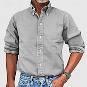 cheap Men's Button Up Shirts-Men's Shirt Summer Shirt Casual Shirt Button Up Shirt Acid Wash Shirt Blue Pink Navy Blue Long Sleeve Plain Turndown Casual Daily Classic Clothing Apparel Cotton Fashion Business Modern Smart Casual