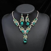 baratos Conjutos de Bijuteria-2pcs Conjuntos de joias de noiva For Mulheres Roxo Azul Vermelho Casamento Traje de festa para noite Liga Geométrico