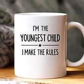  Gepersonaliseerde cadeaumok voor een jong kind, met aangepaste naam, keramische koffiemok, wie maakt de regels, 11/15 oz, witte verjaardag, kerstmis, familie, humor, koffiemokken, bekers