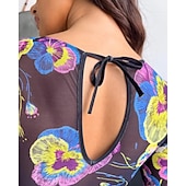 Χαμηλού Κόστους Rash Guards One Pieces-Γυναικεία Προστατευτικά Μαγιό Ολόσωμα μαγιό Γραφική Μπόχο Δίχτυ Προστασία UV Αναπνέει Μακρυμάνικο Μαγιό Σέρφινγκ Παραλία Διακοπές Άνοιξη