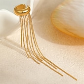 cheap Earrings-1PC Ear Cuff Ear Clips For Women's Street Date Beach Stainless Steel Tassel Fringe