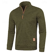 preiswerte Oberteile-Herren Wanderspitze Pullover mit Viertelreißverschluss Langarm Stehkragen T-Shirt Oberteil Außen Leicht Elastisch Atmungsaktiv Winter Viertelreißverschluss Polyester Dunkelgrau Schwarz Armeegrün