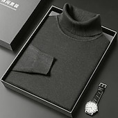 economico maglione pullover da uomo-Per uomo Dolcevita Maglione Maglione di Natale A Coste Maglia Top Regolari Lavorato a maglia Semplice Dolcevita Tenere al Caldo Moderno Contemporaneo Abbigliamento quotidiano Uscire Abbigliamento