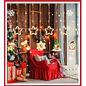 abordables Lumières de cordes de vacances-Guirlande lumineuse décorative de Noël 3 m, 10 pendentifs pentagramme et flocon de neige, télécommande 8 fonctions, USB/piles AAA, ambiance festive intérieure.