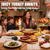 זול כלי בישול וגאדג'טים למטבח-מחבת הודו מנירוסטה לבישול &amp;מזרק מטבח - מזרק נוזלים חמים - מזרק בשר ומזון - גודל גדול עם 2 מחטים &amp;2 מברשות ניקוי - כלי חיוני לחג ההודיה