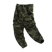 baratos Calças Cargo-Men's Cargo Pants Trousers Drawstring Elastic Waist Multi Pocket Camo Windproof Wearable Daily Outdoor Camping &amp; Hiking Streetwear Stylish ArmyGreen Khaki Micro-elastic