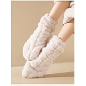 economico calzini da casa-Calzini invernali caldi da notte per donna e uomo, foderati in pile spesso, calzini anti-freddo in peluche, morbidi e comodi, antiscivolo, a metà polpaccio