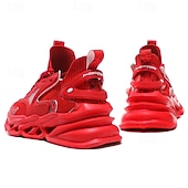 economico Scarpe da Corsa per Uomini-scarpe da corsa rosse da uomo a tema natalizio: leggere, traspiranti e alla moda, perfette per il fitness durante le vacanze e le attività all'aperto