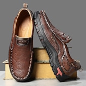 economico Mocassini casual-scarpe slip-on da uomo in similpelle marrone con suola robusta: calzature comode ed eleganti per uscite informali e attività all'aperto