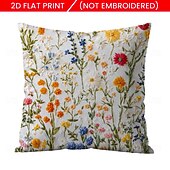 cheap Textured Throw Pillows-Floral Pattern Pillow Cover 2D Flat Print Soft Comfortable Cushion Case with Faux embroidery for Living Room Sofa Bedroom Home Decoration