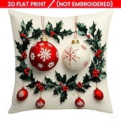 abordables Literie de Noël-Housse de coussin bonhomme de neige de Noël, imprimée en 2D, douce et moelleuse, pour canapé, salon et décoration de Noël.