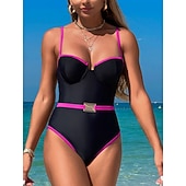 abordables Bañadores de una pieza-Bañador de tankini de 2 piezas para mujer con aros control de abdomen alta cintura esbelto sin espalda ropa de playa para vacaciones color sólido cuello en V sin mangas