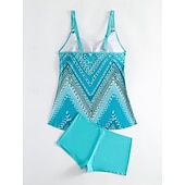 Χαμηλού Κόστους Τανκίνι-Γυναικείο Τανκίνι 2 Κομμάτια Μαγιό Σορτσάκι Έλεγχος Κοιλιάς Ψηλόμεσο Λεπτό Χωρίς Πλάτη Θέρετρο Παραλίας Ombre Λουλούδια U Λαιμός Αμάνικο Μαγιό