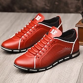 economico Sneakers Casual-sneakers sportive rosse da uomo con tomaia traforata: scarpe stringate eleganti per le feste informali e per l'uso quotidiano