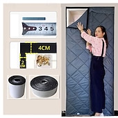 billige Skjerm for vindu og dør-Magnetisk flueskjermdør, vinterdørgardin i bomull med vindusdesign, fortykket termisk isolert vindtett skillevegg for hjemmet, kaldsikker romdeler med trekk