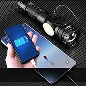 olcso Elemlámpák-fehér lézeres zseblámpa USB töltéssel, teleszkópos zoommal, digitális kijelzővel, mágneses tapadókoronggal, szuper fényes LED zseblámpa.