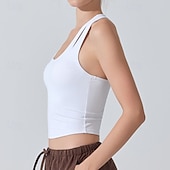 Χαμηλού Κόστους Γυναικείο πουκάμισο-Γυναικεία Μονόχρωμο Αμάνικο τοπ Αθλητική μπλούζα Ενσωματωμένο σουτιέν Προστασία UV Γρήγορο Στέγνωμα Ελαστικό Αναπνέει Τέννις Αθλητικά Τρέξιμο Μπολύζες Μαύρο Λευκό Βυσσινί Ρούχα τένις